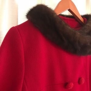 HOLLY GAB Coat 1950s Scarlet Red w/ Mink Collar ❤️